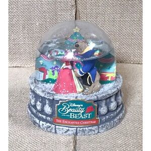 Vintage Ocean Spray Disney Beauty And The Beast Plastic Snow Globe Christmas